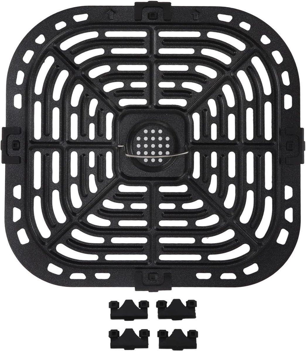 SnelShoppen Vervangende Griddle voor Airfryer 24 x 23 cm met Dubbele Coating Handgrepen Ideaal voor Groenten Keukenaccessoire voor Gezond Bakken