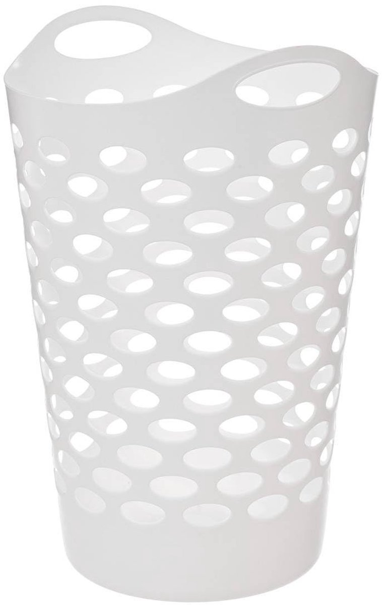 Flexibele wasmand 60 liter wit - opvouwbare wasbox met ventilatiegaten en ergonomische handgrepen