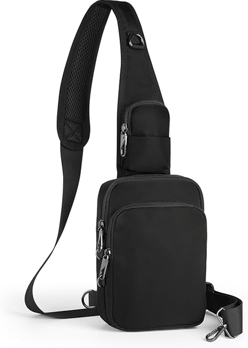 Bobypet - Anti-Diefstal Sling Bag - Waterafstotende Crossbody Tas met RFID Blokkerend Vak & Cijferslot - Lichte Schoudertas voor Dames & Heren - Borsttas voor Reizen, Sport en Festival - Zwart