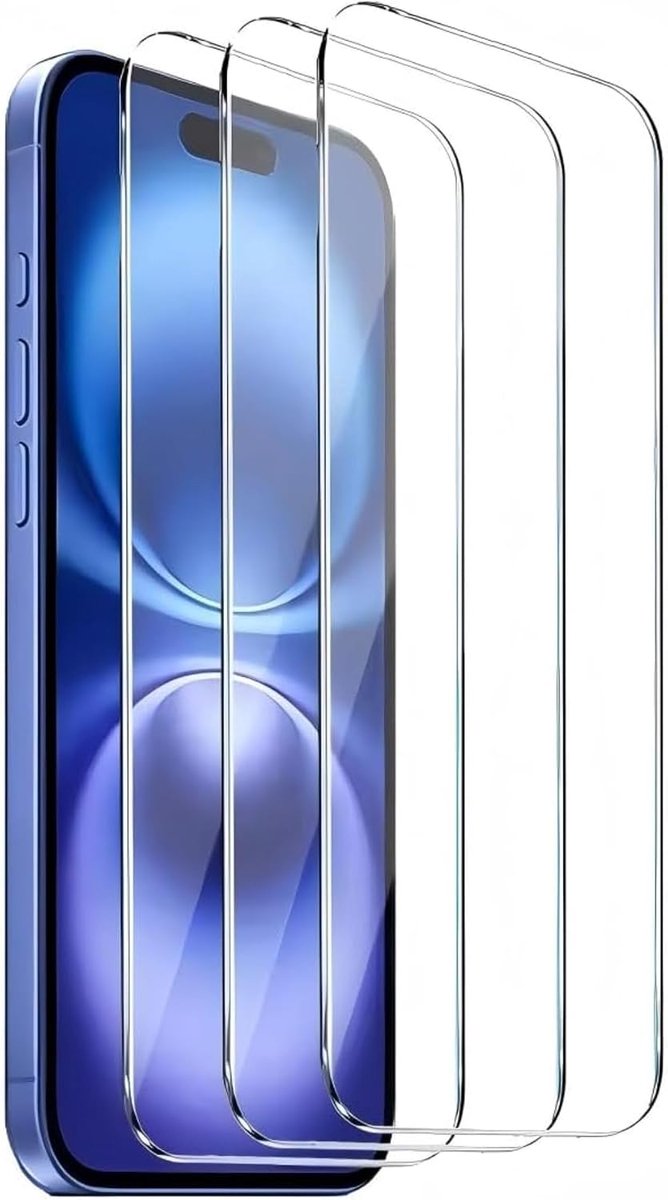 3 Stuks Versterkt Glas voor iPhone 16, iPhone 15, iPhone 15 Pro Schermbeschermer Ultra Sterk Anti-Kras Zonder Luchtbellen Hardheid 9H Glas 6,1 Inch HD Ultra Transparant