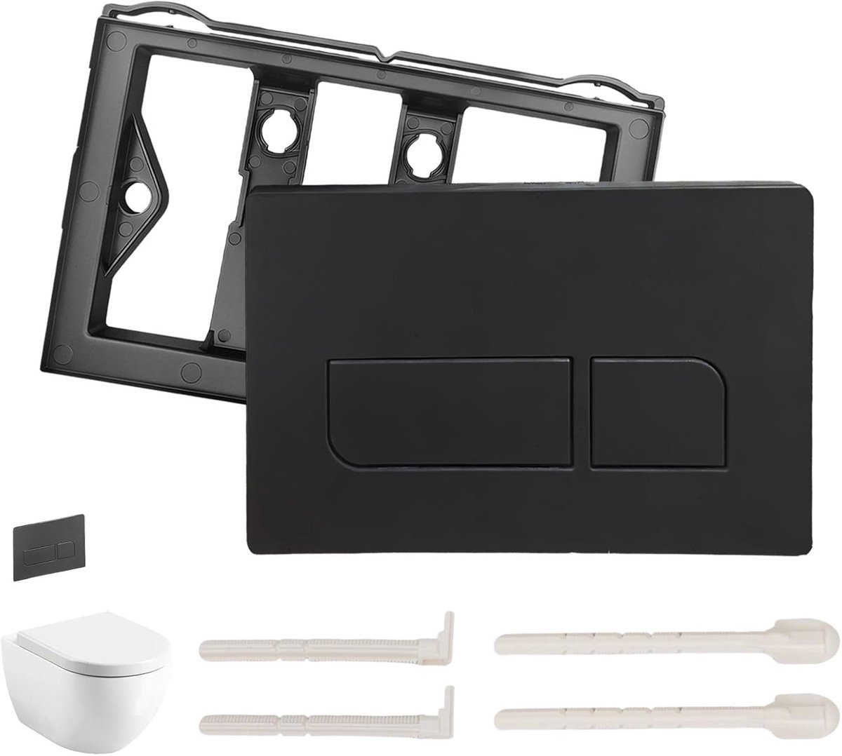 drukplaat bedieningsplaat, 164 x 246 mm wandmontage Hoeveelheidsspoeling vervangende plaat met spoelstaven en inbouwframe, Compatibel met Geberit Sigma 01, 20, 30, 50, UP 300, 320, Zwart