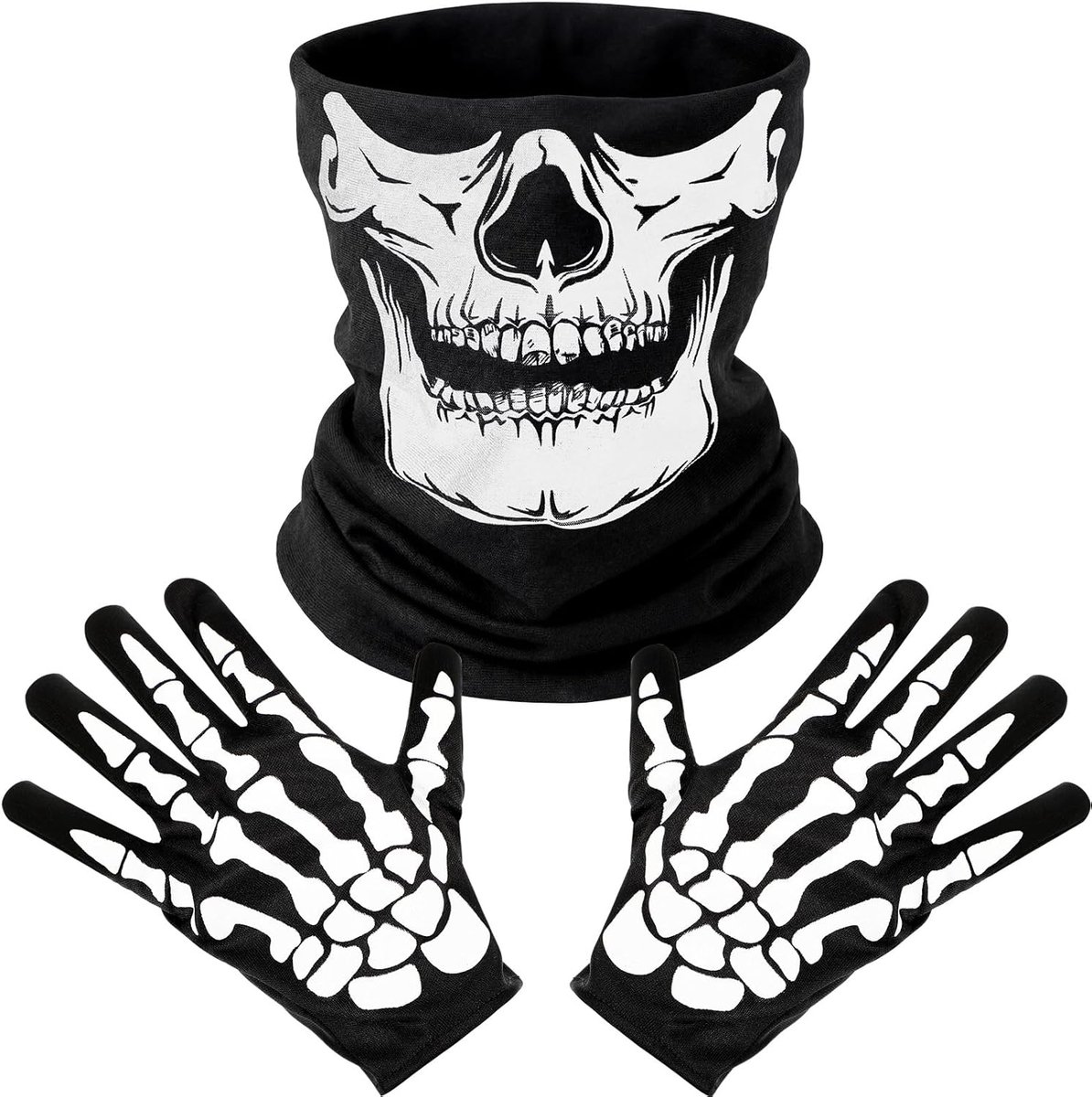 Skeleton handschoenen en schedel gezichtsmasker Ghost Bones voor volwassenen Halloween Dance Kostuum Party (1)