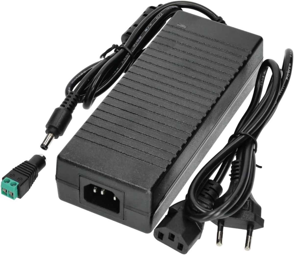 Stekkervoeding, 110/220 V AC op 12 V DC, 120 W, 10 A, kabel 1 m en bus, installatie binnen IP20, voor ledstrips, neon of laagspanningsapparaten