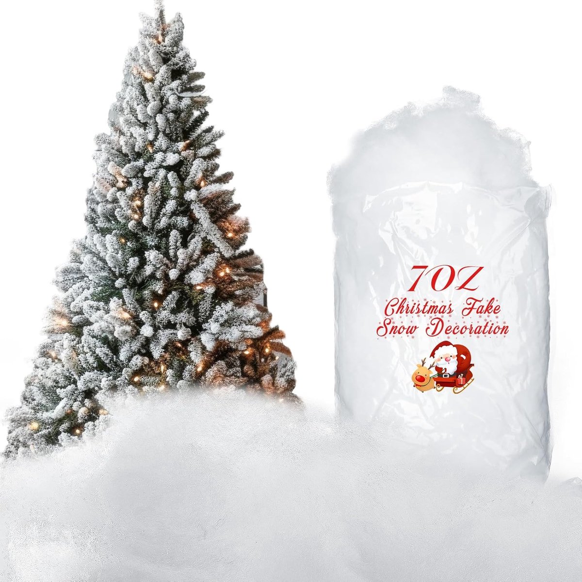 Kunstsneeuw Deken Vezelige Fluffy Sneeuw Voor Binnen Sneeuw Voor Kerstboom Wintermantel Dorp Decor, Geboortegrot en Gemakkelijke Kerstvertoning Decoratie, 150 gram Per Zak