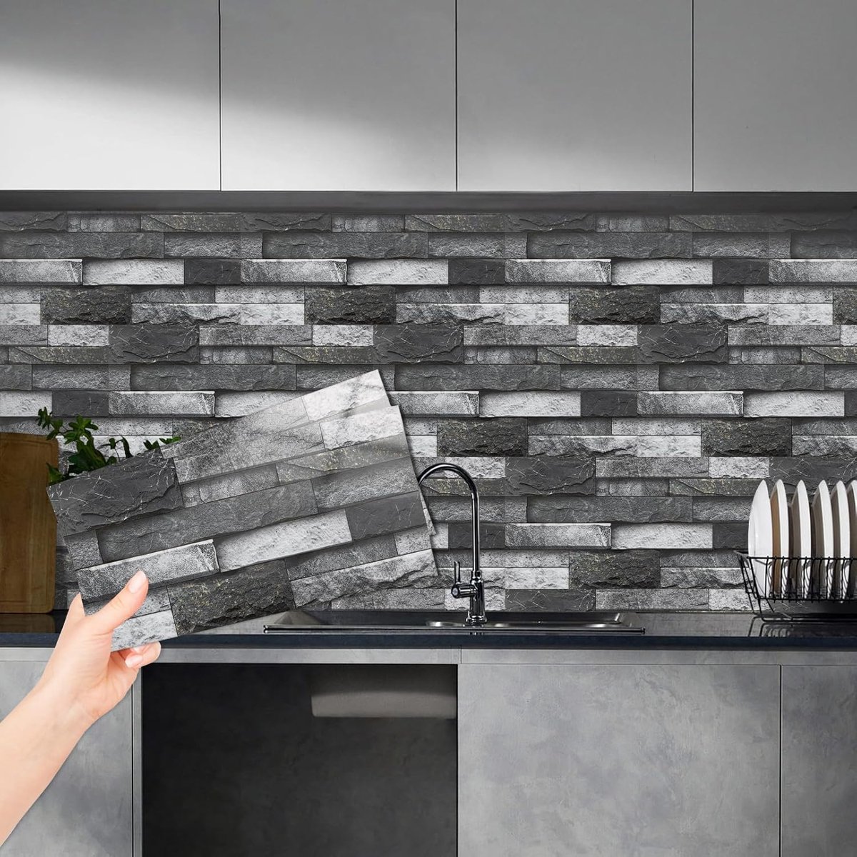 Tegelstickers voor keuken, badkamer plakkende tegels, verwijderen en opplakken, zelfklevende vinylwandtegels voor woondecoratie, doe-het-zelf backsplash, 15 x 30 cm / 24 stuks