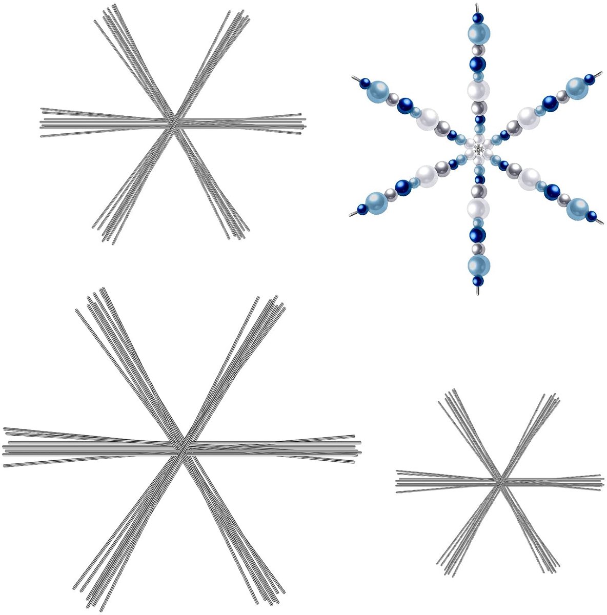 Draad Metalen Sneeuwvlok Xmas Kraal Draad voor DIY Sieraden Lint Charms Party Winter Decoraties Craft Maken Benodigdheden (24 stuks, 9,7/4,5/6 cm)