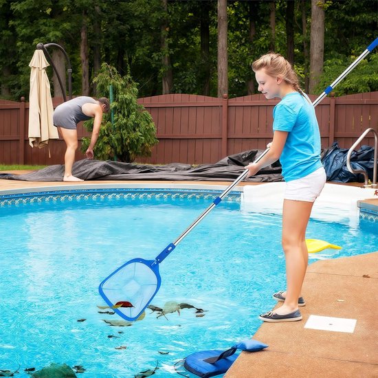 185 cm zwembadschepnet, zwembadschepnet fijn met telescoopstandaal, zwembadreiniging zwembadschepnet fijnmazig, vijverschepnet voor zwembad, vijver, algen & Bestway Pool, opzetzwembad, sproeibad — afbeelding 4