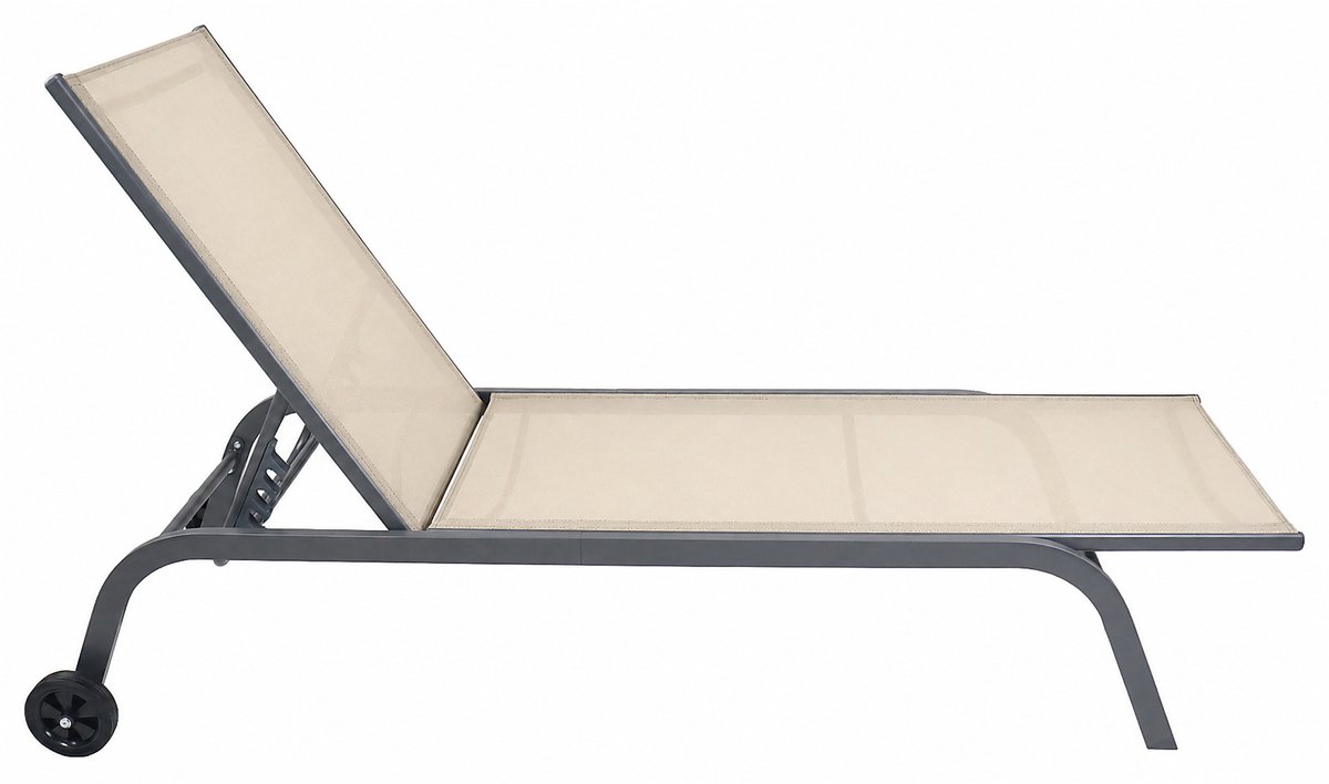 VCM tuinligstoel ligstoel oprolbaar ligstoel rugleuning verstelbare wielen strandligstoel dak 190x58 Sonlas