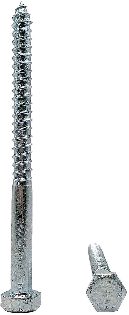 12 stuks DIN 571 verzinkt stalen zeskantschroeven M12 x 180 mm, zeskantschroef, veerbouten, zeskantkop, busschroeven (12, M12 x 180 mm)