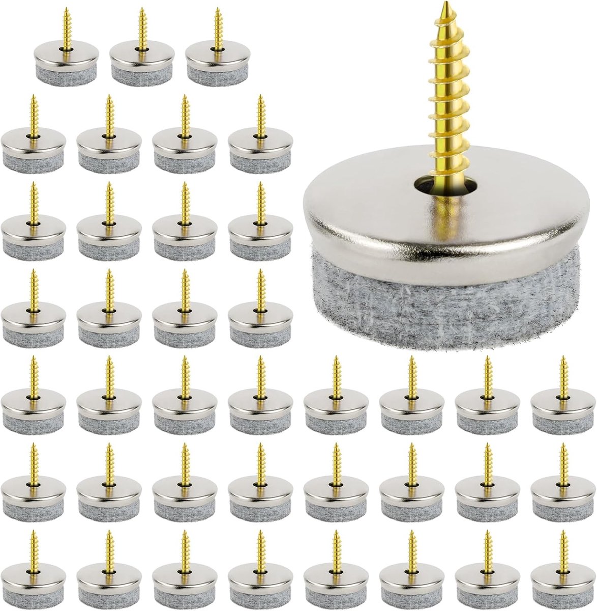 40 stuks meubelpads, vloerbeschermers, 24 mm diameter vilten pads voor meubelpoten, antislip stoelpootvloerbeschermers met eenvoudige schroefinstallatie, 5 mm dik voor stoelen