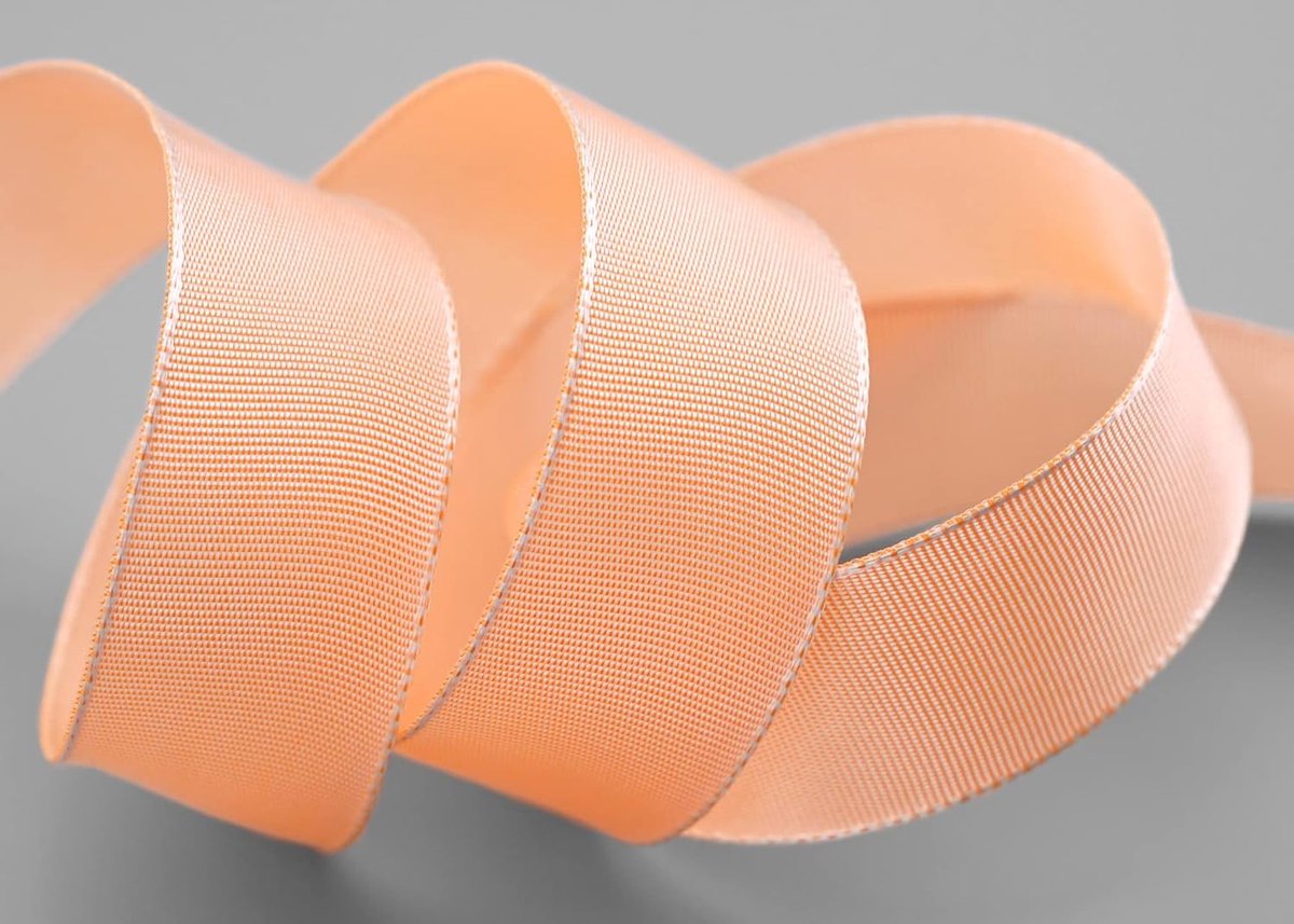 25 m x 25 mm draad randband LIGHT Apricot (123) Dekoband met draadranden eenkleurig cadeaulint stoflint lint visco draad van hernieuwbare grondstoffen biologisch afbreekbaar
