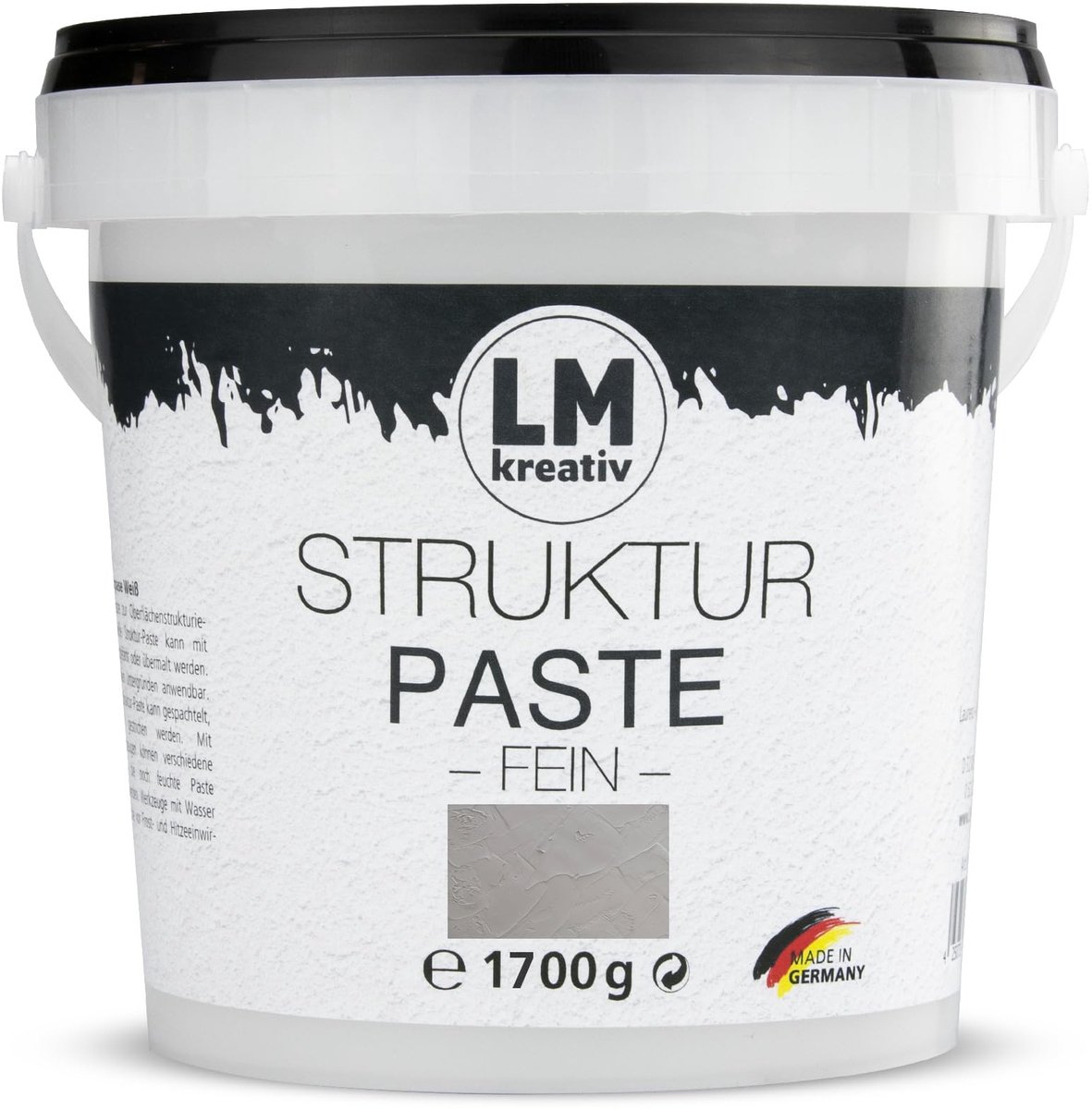LM-Kreativ LM Texture Paste Fine - Structuurpasta voor canvas - 1,7 kg - Concrete Grey - lucht drogend