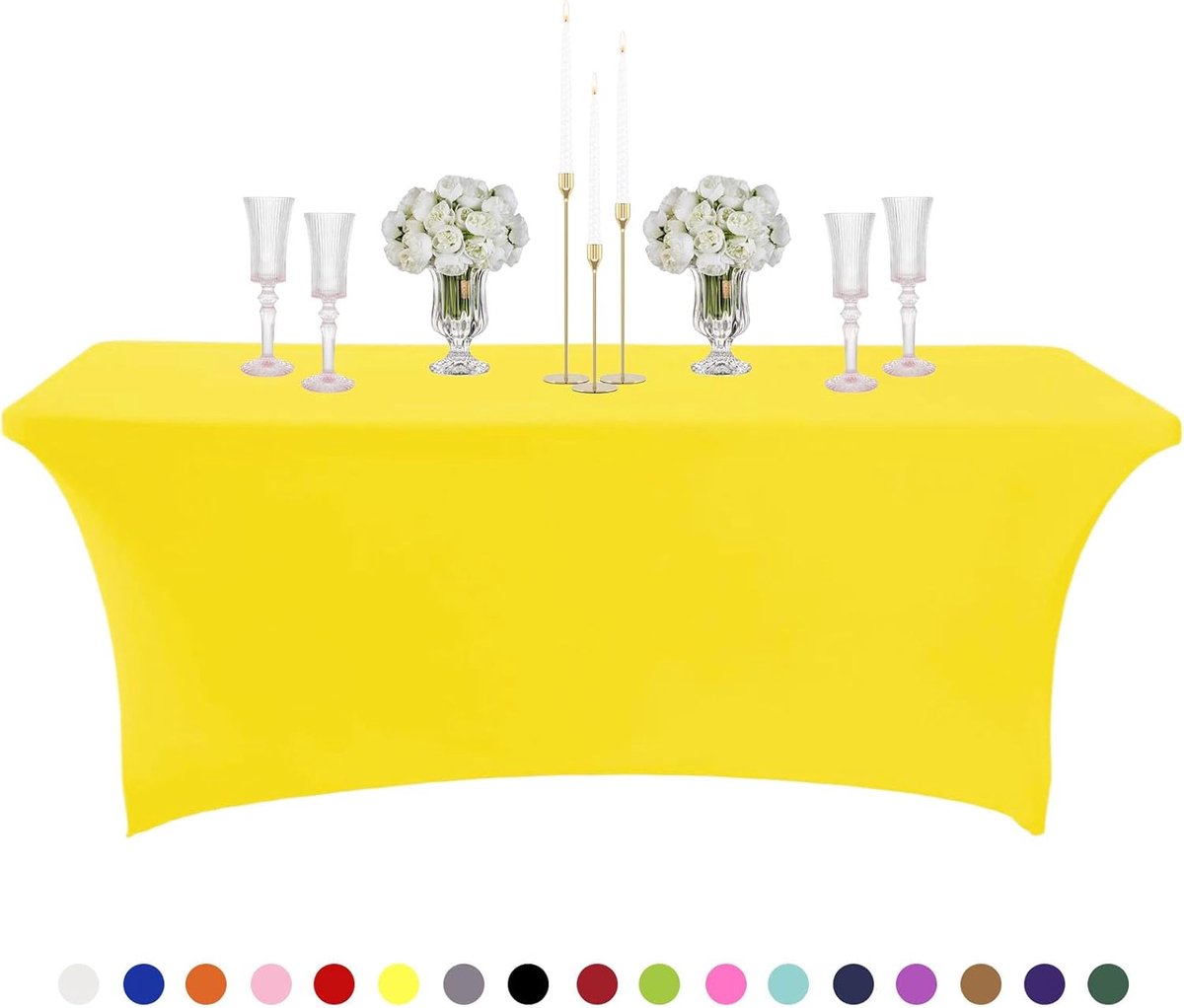 Spandex Tafelkleed 1,22m voor Rechthoekige Tafel, Rekbaar Tafelkleed Wasbaar Tafelhoes, Getailleerde Spandex Stretch Patio Tafelhoezen voor Evenement, Bruiloft, Banket, Paasfeest, Kraambedekking