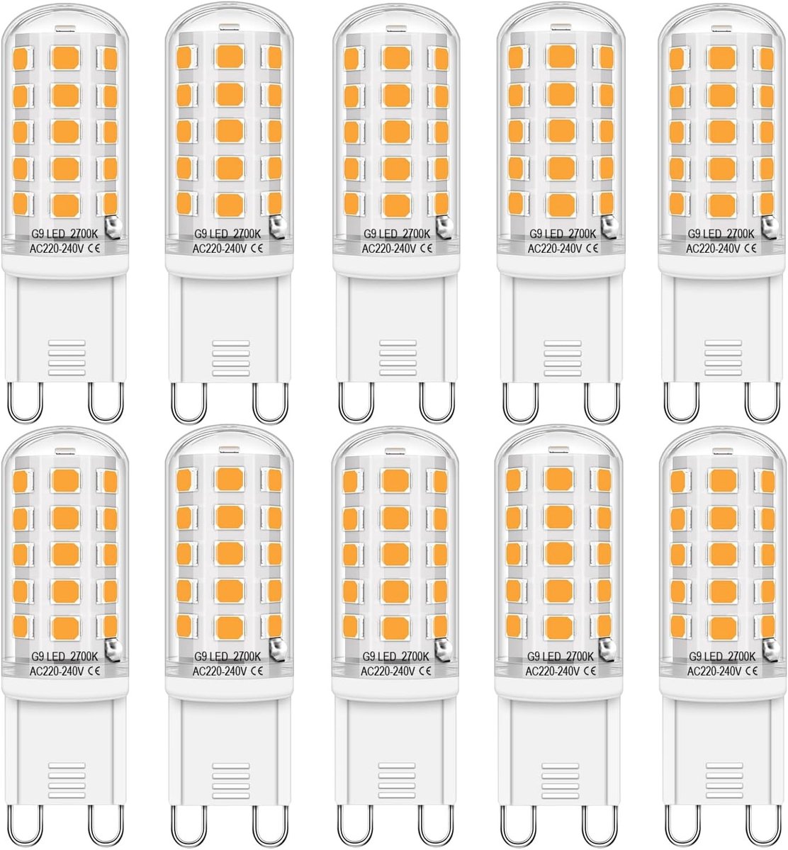 Warm White LED Lamp 4W (2700K) - 400 Lumens, Vervangt 30W Halogeen, Niet Dimbaar, Flickervrij, 10 Stuks