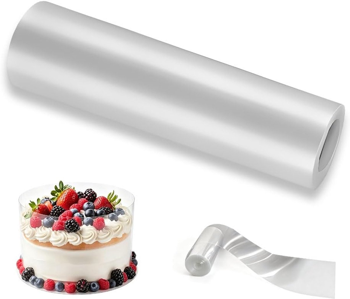Taartrandfolie, 10 m x 30 cm, transparante taartfolie, folierand, taartring, plastic folie, acetaatfolie voor cake, taartfolie, herbruikbaar, taartaccessoires voor taartdecoratie, chocolade