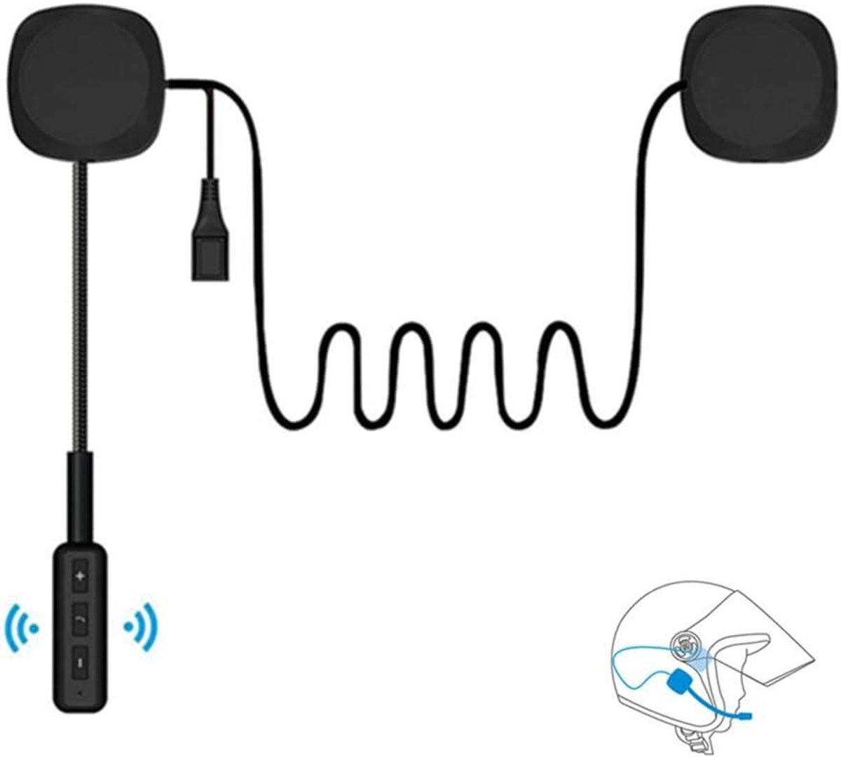 Motorhelm Headset - Draadloze Oortjes - Veilig Onderweg - Bluetooth 5.0 Connectie - 8 Uur Werktijd - Zwart