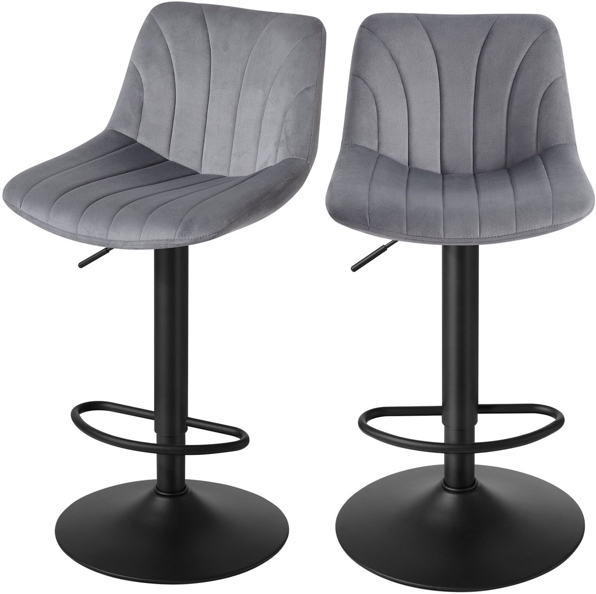 Vasagle Barkruk - Set van 2 - In Hoogte Verstelbaar 88-108 cm - Draaibaar met Voetsteun Grijs