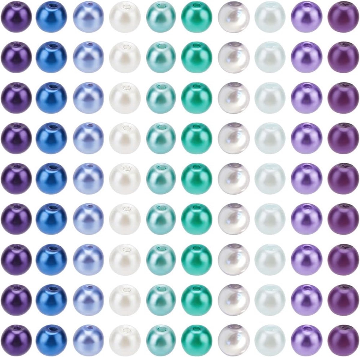Kralen Glas Ronde Kralen Mint Groen Blauw Paars Wit Imitatie Parels Losse Bakken Geschilderde Spacers Accessoires Voor Sieraden Maken Benodigdheden DIY Armband Craft