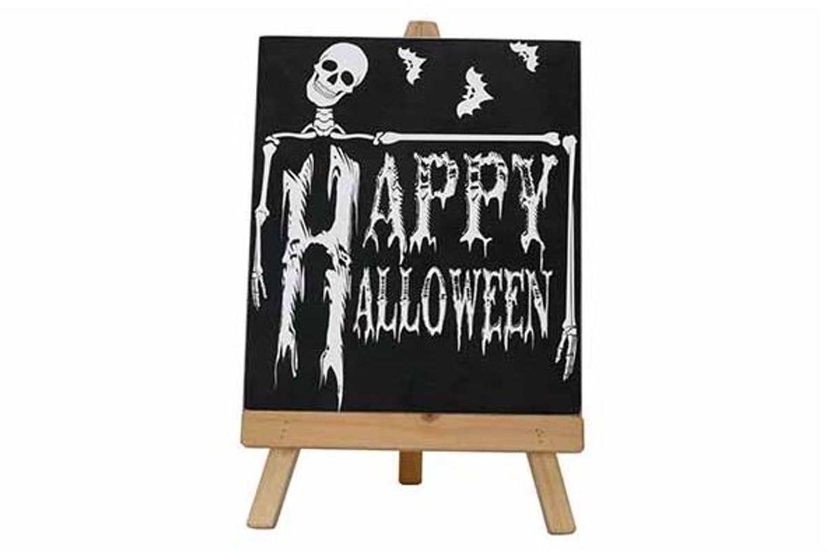 Decobord Happy Halloween Zwart 15,2x3xh2 4,3cm Rechthoek Hout