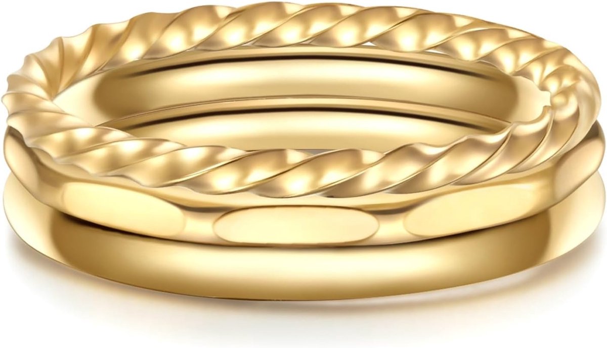 Dames Set (Ring 3 stuks) roestvrij staal geelgoud roestvrij stalen Ring Bandring