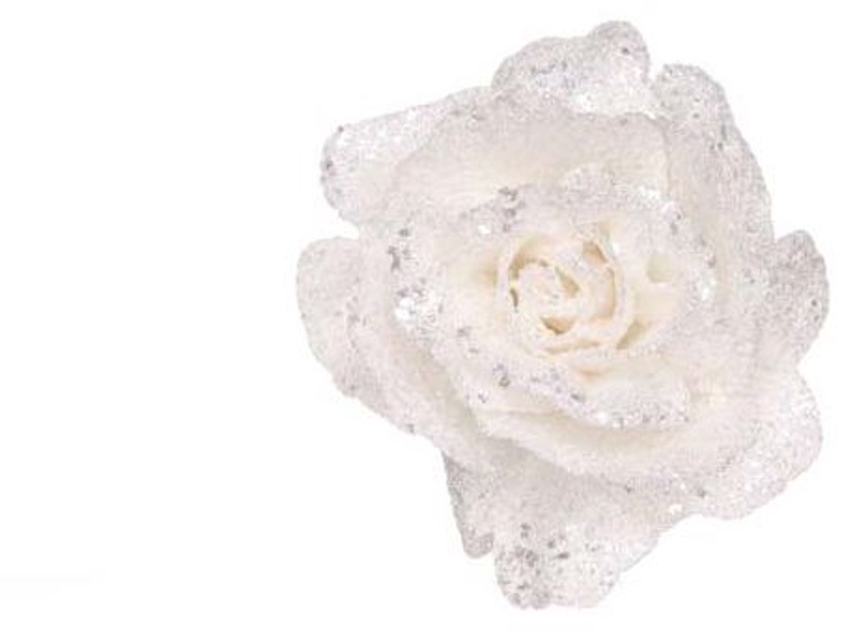 Cosy @ Home Roos Clip Glitter Wit D10cm Kunststof