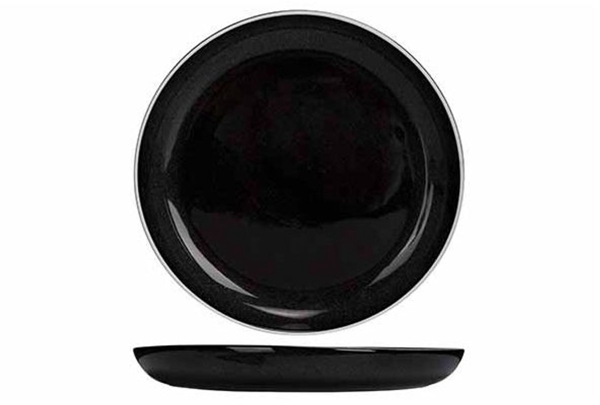 Titanium Black Plat Bord D27cm Met Wit Randje