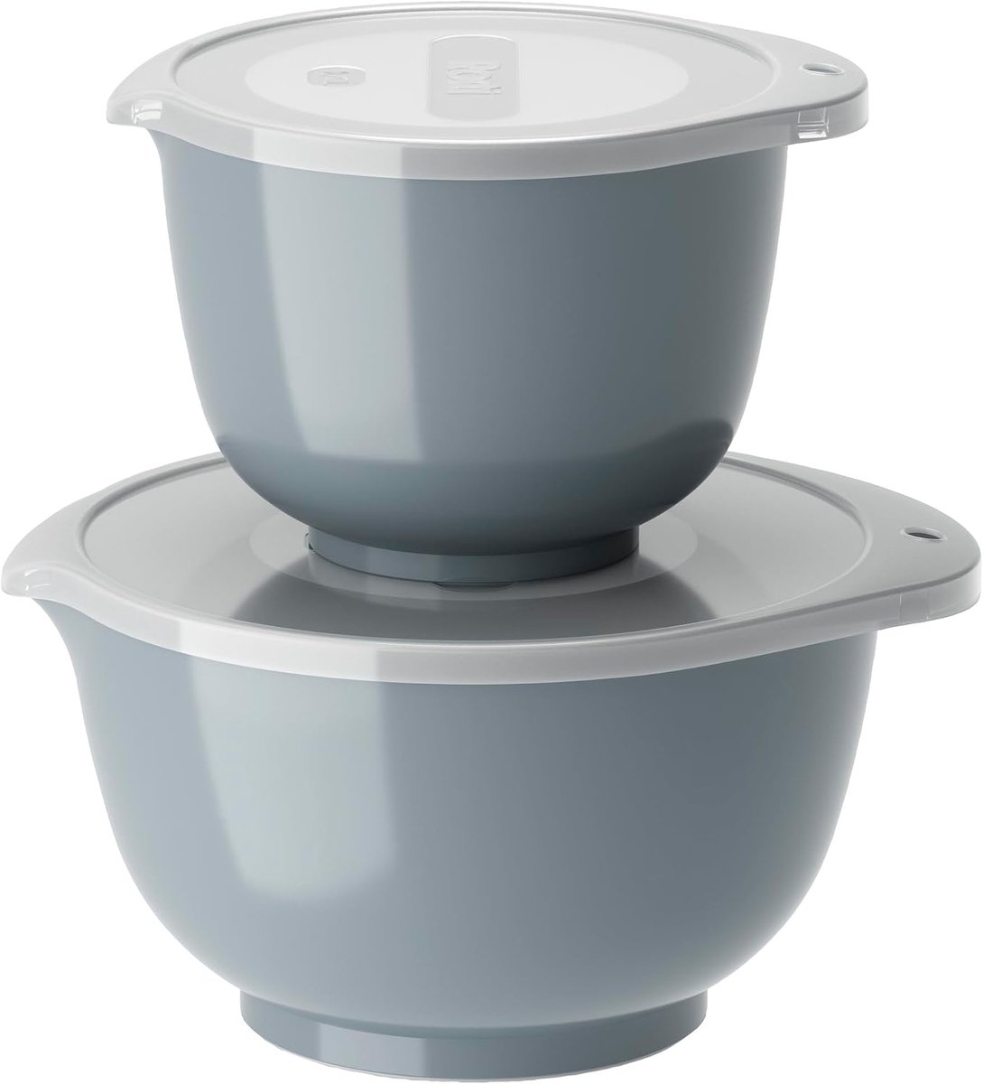 Margrethe Beslagkom Set - 4 delig - 1,5 en 3 L - Dusty Blue (blauw) - Mengkom met Deksel voor Bakken en Koken - Magnetron-, Vriezer- en Vaatwasmachinebestendig