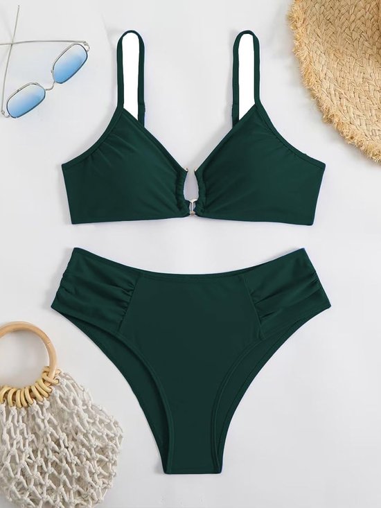 Dames Set Halter Driehoek Badpakken String Bikini Hoge Taille Sexy Zwempak Buikweg Zomer Hoge Taille Tweedelig Badpak S-XL — afbeelding 4