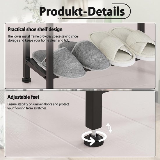 bijzetkast, klein nachtkastje, inktzwart, met 3 smalle planken, met opbergruimte voor bank, kleine ruimtes, woonkamer, slaapkamer, keuken, balkon (zwart) — afbeelding 5