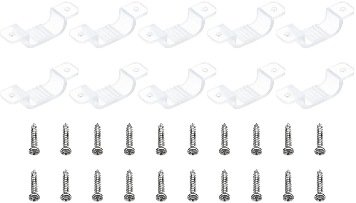 Clips voor ledstrips, 50 stuks, houders met klemmen en schroeven voor 15 mm-17 mm neon RGB-lichtkabel, transparant