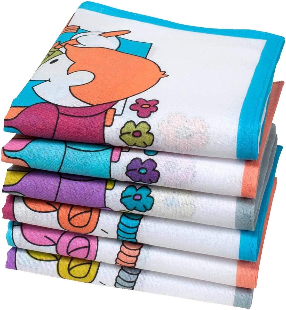 Zakdoeken van stof voor kinderen - Klein formaat 30cm x 30cm - 6 stuks - 100% katoen
