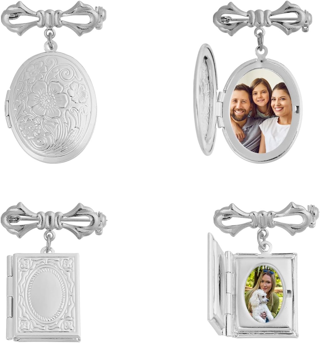 2 stuks medaillon broche bruidsboeket charme bruiloft boeket charme bloem broche pin messing pinnen set herinnering charme mantel shirt pak kraag accessoires voor kleding badge, zilver