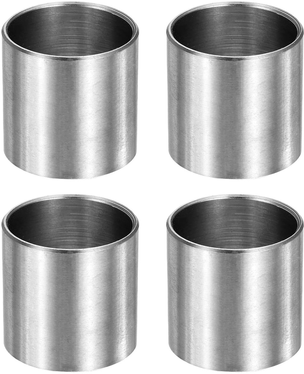 4 stuks metalen sluitringen, 18 mm ID x 20 mm OD x 20 mm lengte, metalen sluitringen, zonder schroefdraad, hulzen, gladde afwerking, afstandhouders van roestvrij staal, geschikt voor M18
