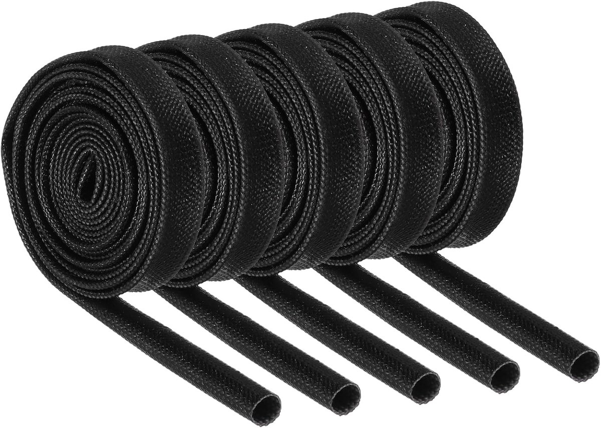 Draad-isolatievlechtwerk, brandwerende hulzen, siliconenglasweefselmantel voor autoslangleidingen, elektrische bedrading, zwart, 4 mm