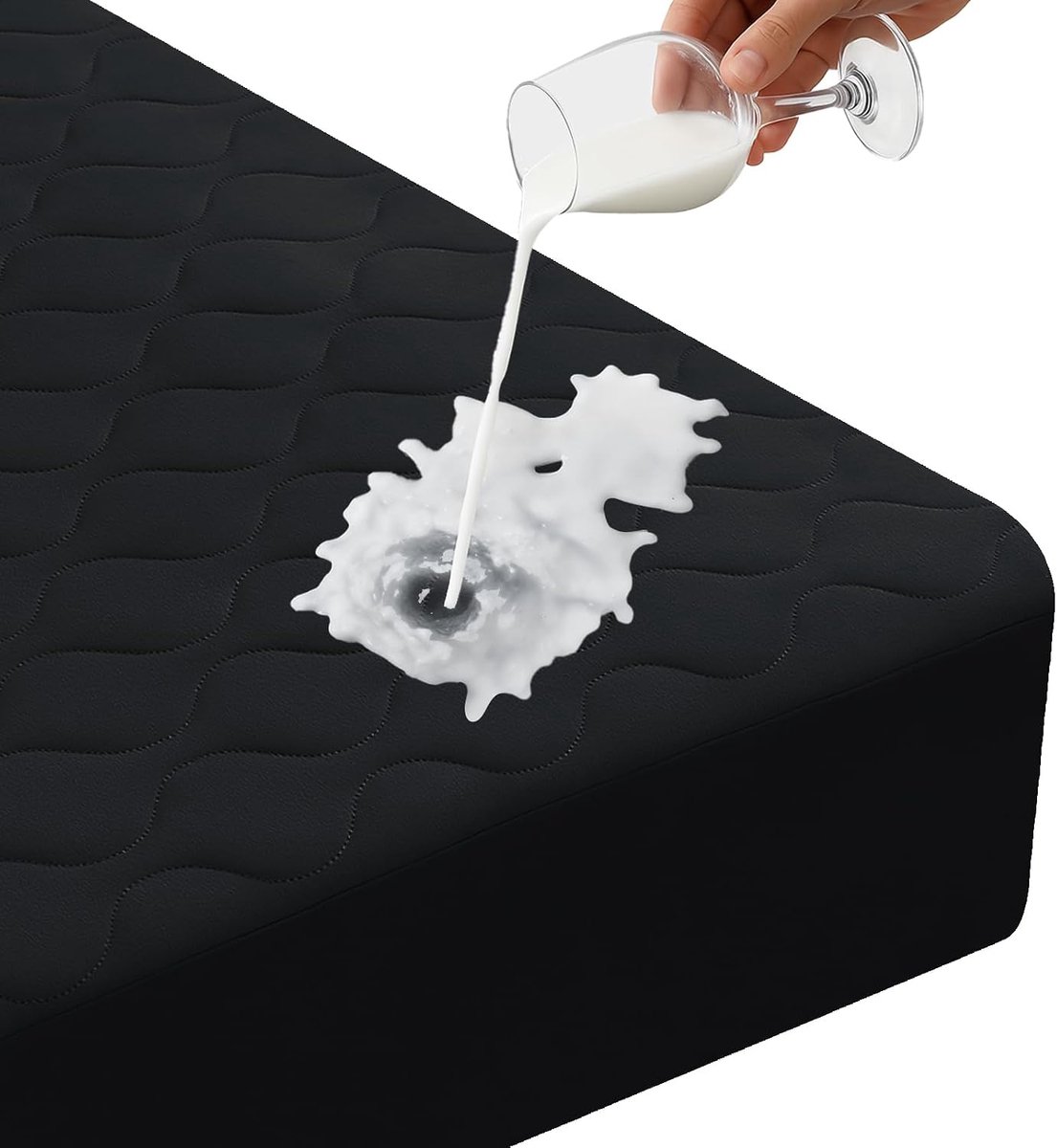Matrasbeschermer 90x190 cm Waterdichte Hoeslaken Katoenen Matrashoes Ademend voor Bed Vochtbescherming Anti-Mijt Hypoallergeen Antibacterieel voor Matras Machinewasbaar, Zwart