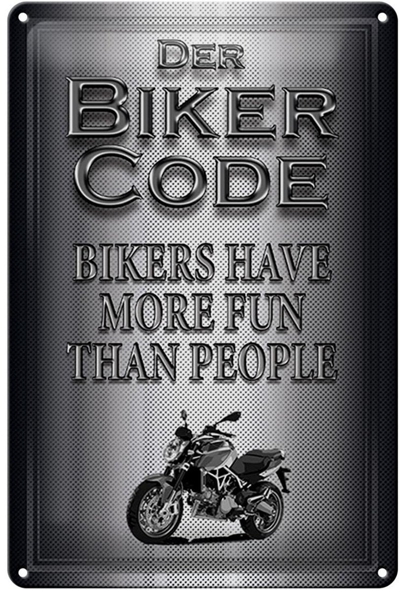 Blechschild Motorrad 20x30cm Biker Code more fun people