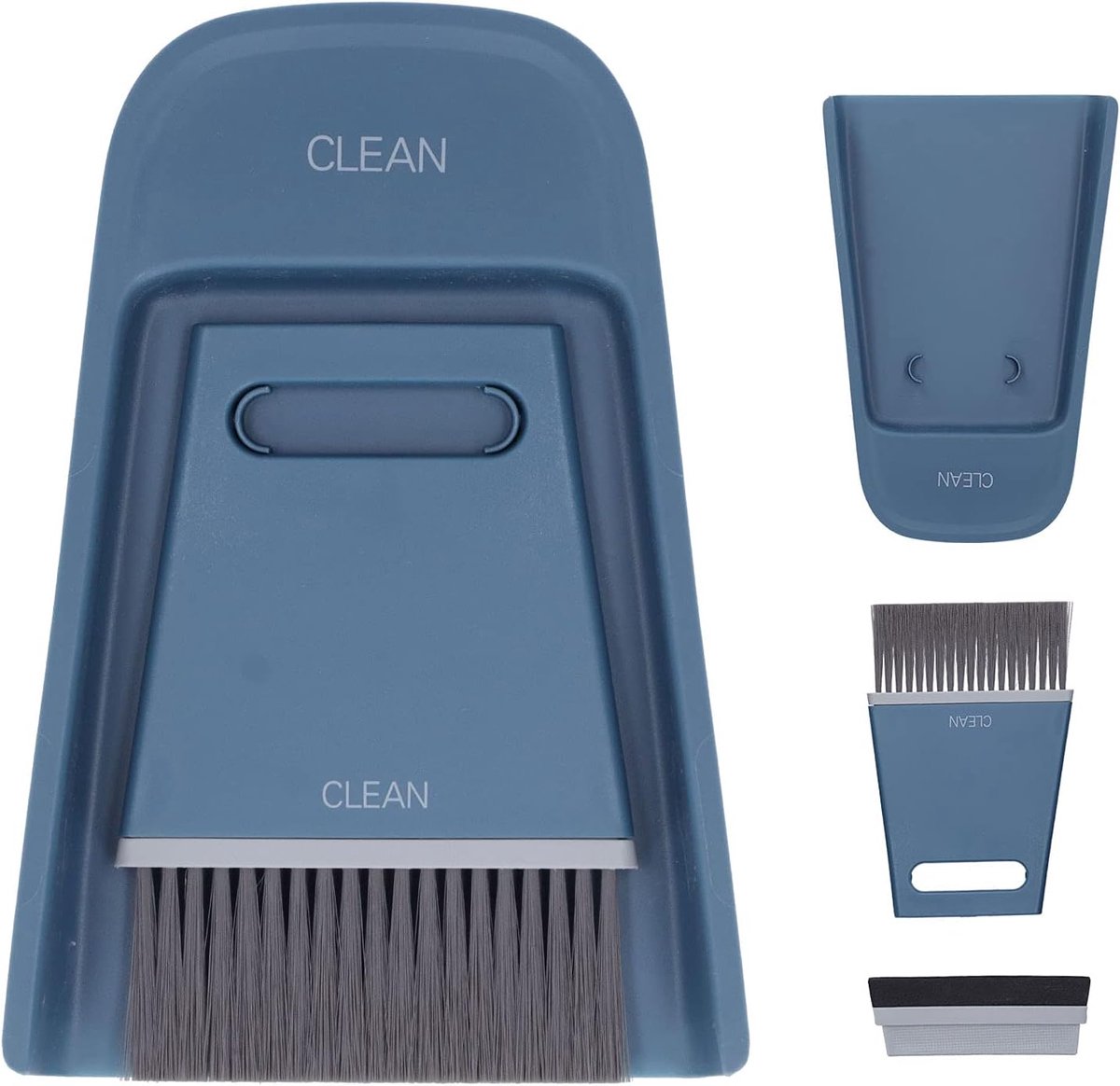 SnelShoppen - Mini Blik en Borstel Set - Kleine Bezem en Stoffer voor Tafel, Bureau, Keuken, Computer, Huisdieren - Handig en Compact - Hoogwaardige M