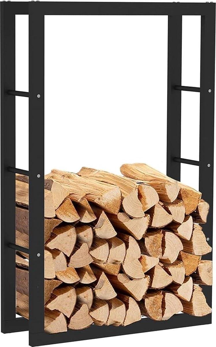 Houtopslag Rek - Stapel Hout - Buiten Opslaan - Stabiele Constructie - 125 x 80 x 25 cm - Zwart