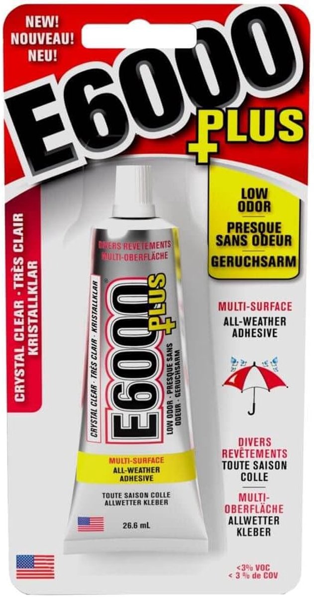 SnelShoppen - E6000 Plus Transparante Veelzijdige Waterdichte en Verfbare Lijm voor Hout, Glas, Stof, Keramiek, Metaal, 27 ml - Ideaal voor Creatieve