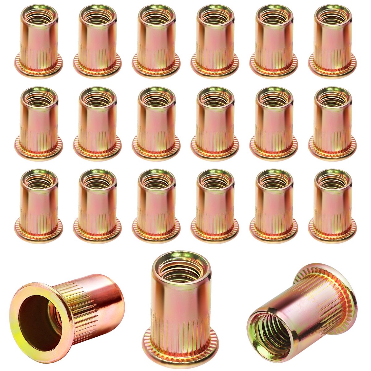 M6 80 stuks intrekmoeren, ronde platte kop, binnendraad, klinkmoeren, verzinkt, klinkmoeren, voor metalen platen, buizen enz.