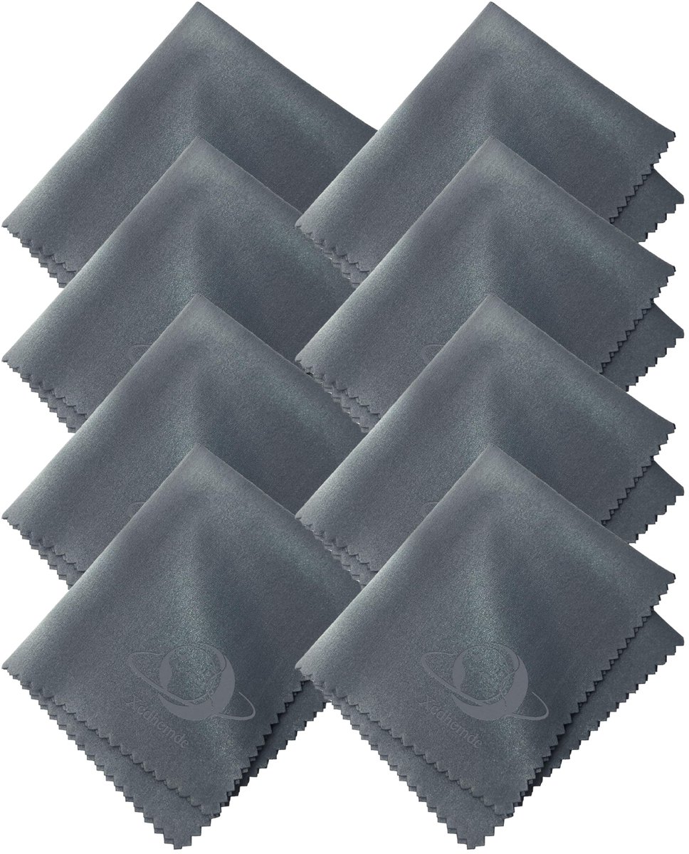 Brilpoetsdoekjes 8 Stuks - 15x17,5cm - Zachte Microvezel Brillendoekjes - Ultrasoon Gesneden Randen Zonder Rafels - Ideaal voor Brillenkokers & Smartphones - Grijs
