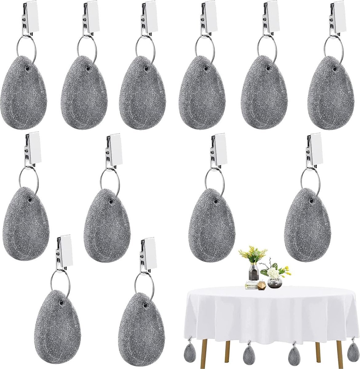 Tafelkleed gewichtjes voor buiten - Tafelkleed gewichtjes - Tafelkleedgewichtjes - Tafelkleed hangers - Tafelkleedhangers verzwaard - 12 stuks - Must have voor uw tafelkleed!