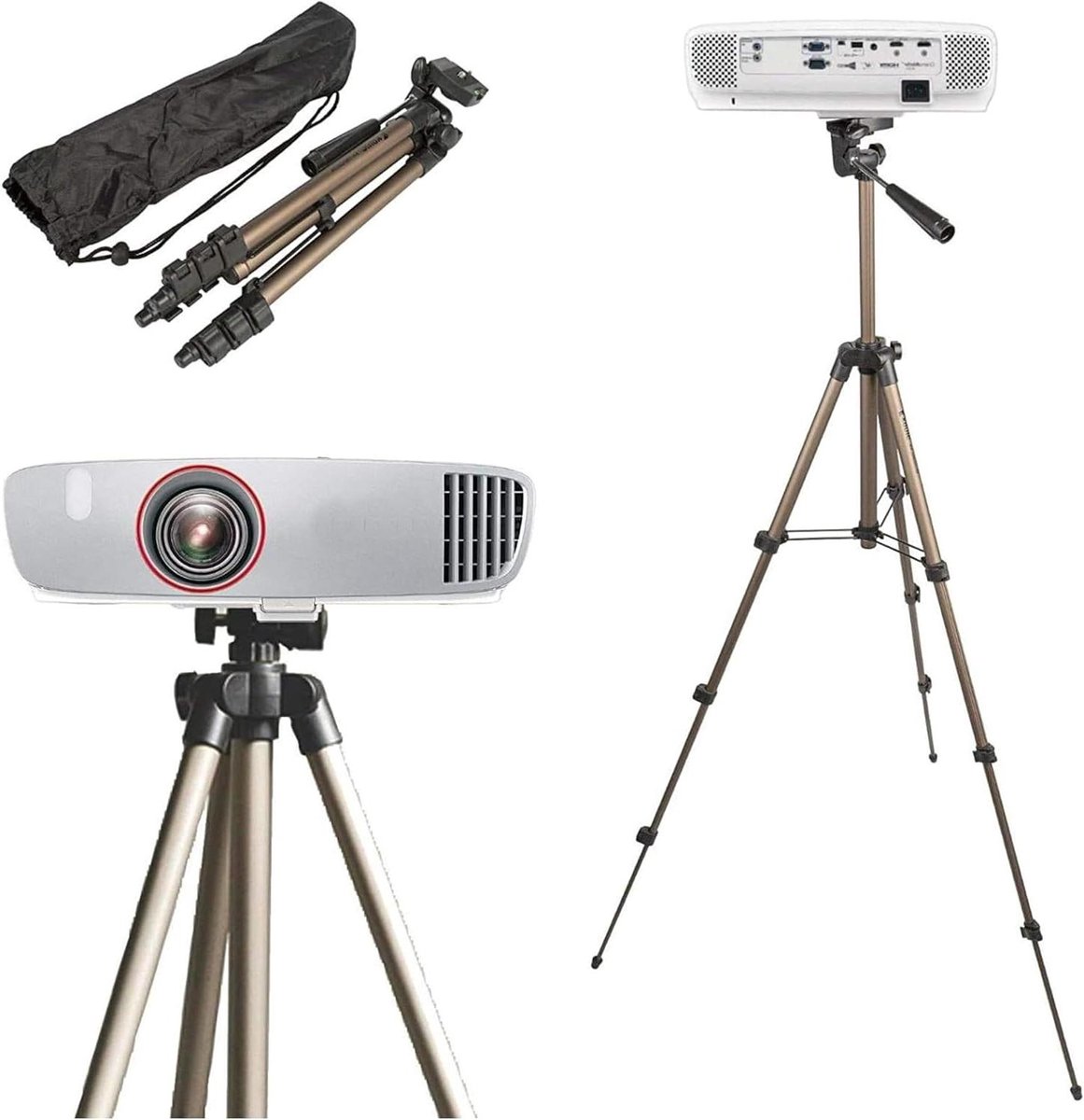 Beamer Statief - Projector Standaard - Thuisbioscoop Opzetten - Universele 1/4 Inch Schroef - 35-105 cm Verstelbaar - Zwart