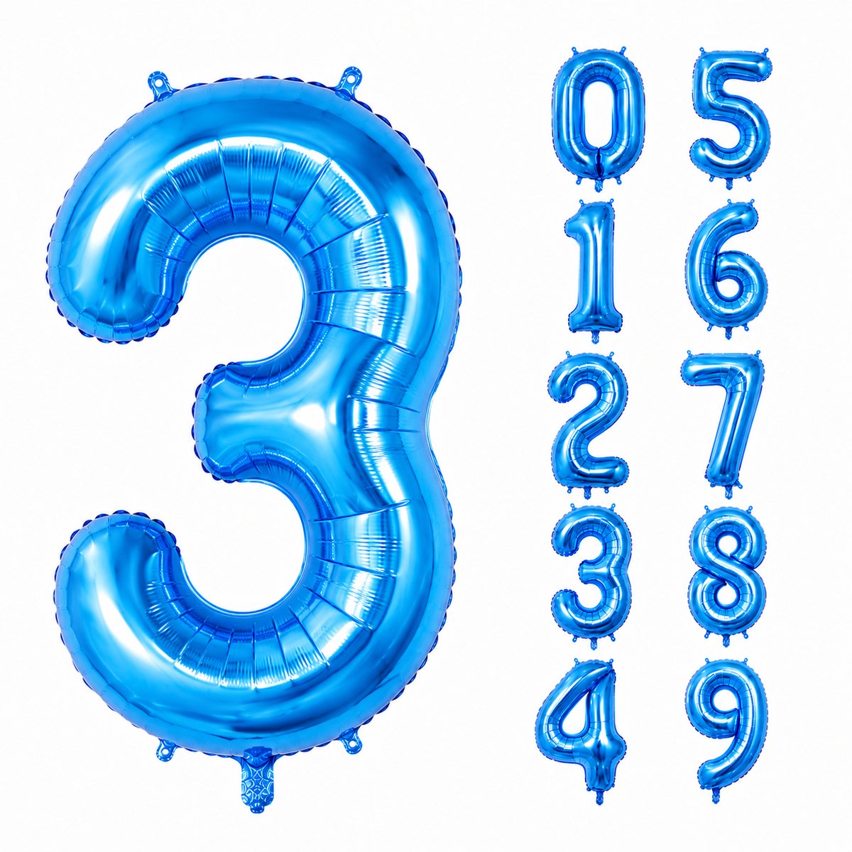 Fienosa Blauw Metallic Cijfer 3 Ballon 101 CM - Nummer 3 - Cijferballon - XL Groot - Helium Ballon - Verjaardag Ballon - Feestversiering - Verjaardag - Leeftijd - Getal