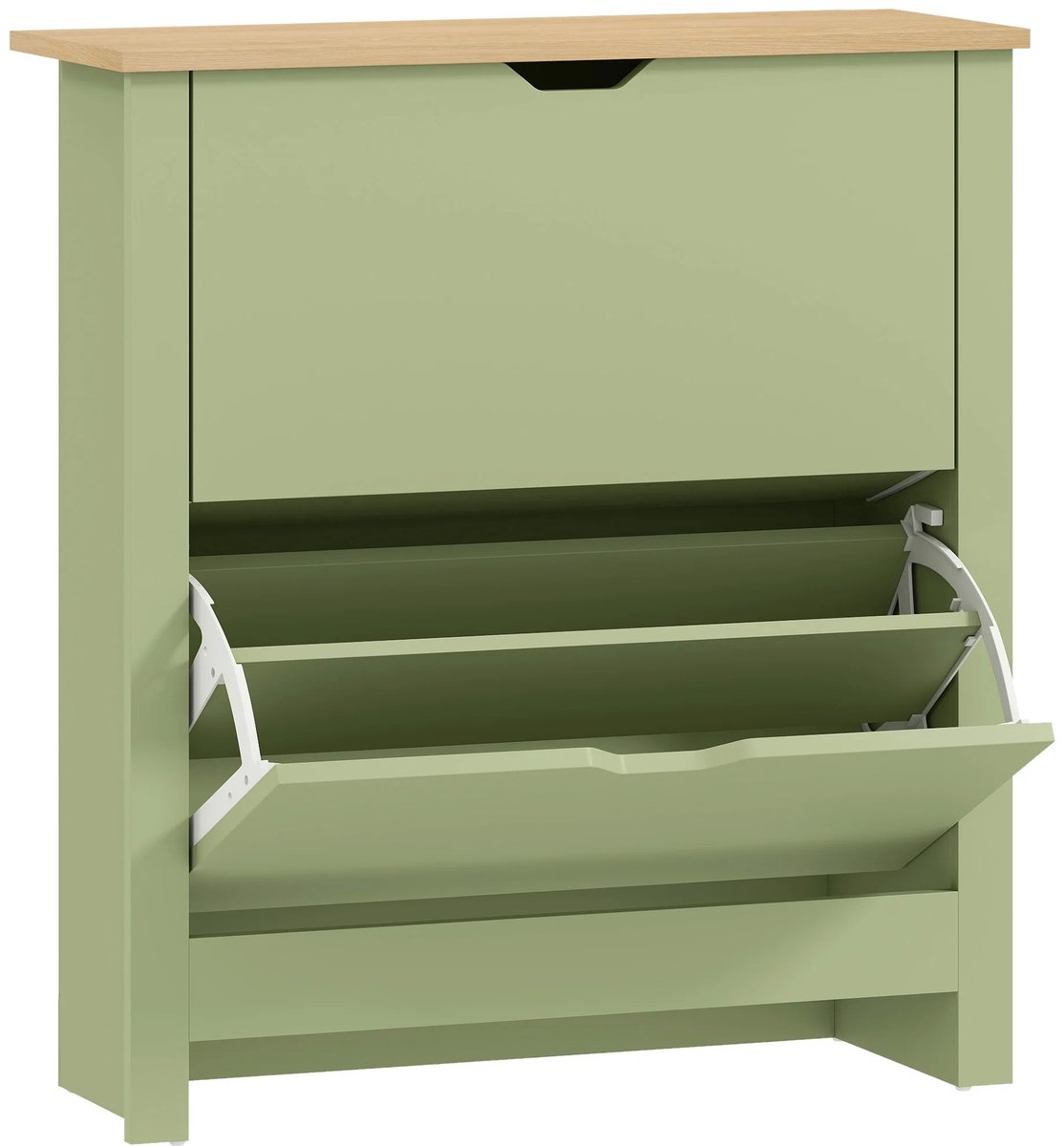 Emvae Schoenenkast - Schoenenkast met Kanteldeuren - Schoenenopbergkast voor Hal en Entree - Anti-Kantelmechanisme - 6 tot 12 Paar - 72 x 26 x 80 cm - Spaanplaat - Groen