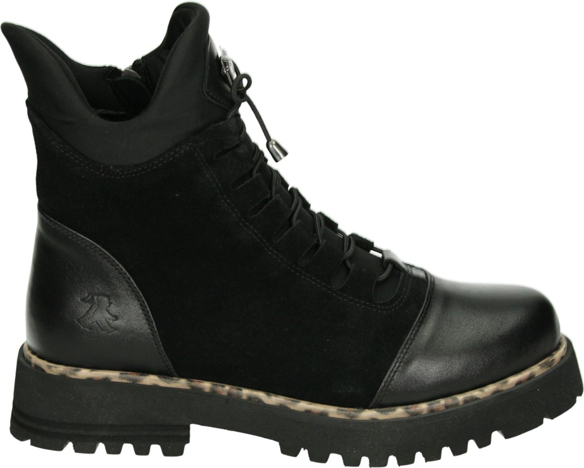 2Go Fashion - 8259502 - Hoge sneakersVeterbootsDames veterschoenenDames sneakersHalf-hoge schoenen - Kleur: Zwart - Maat: 38
