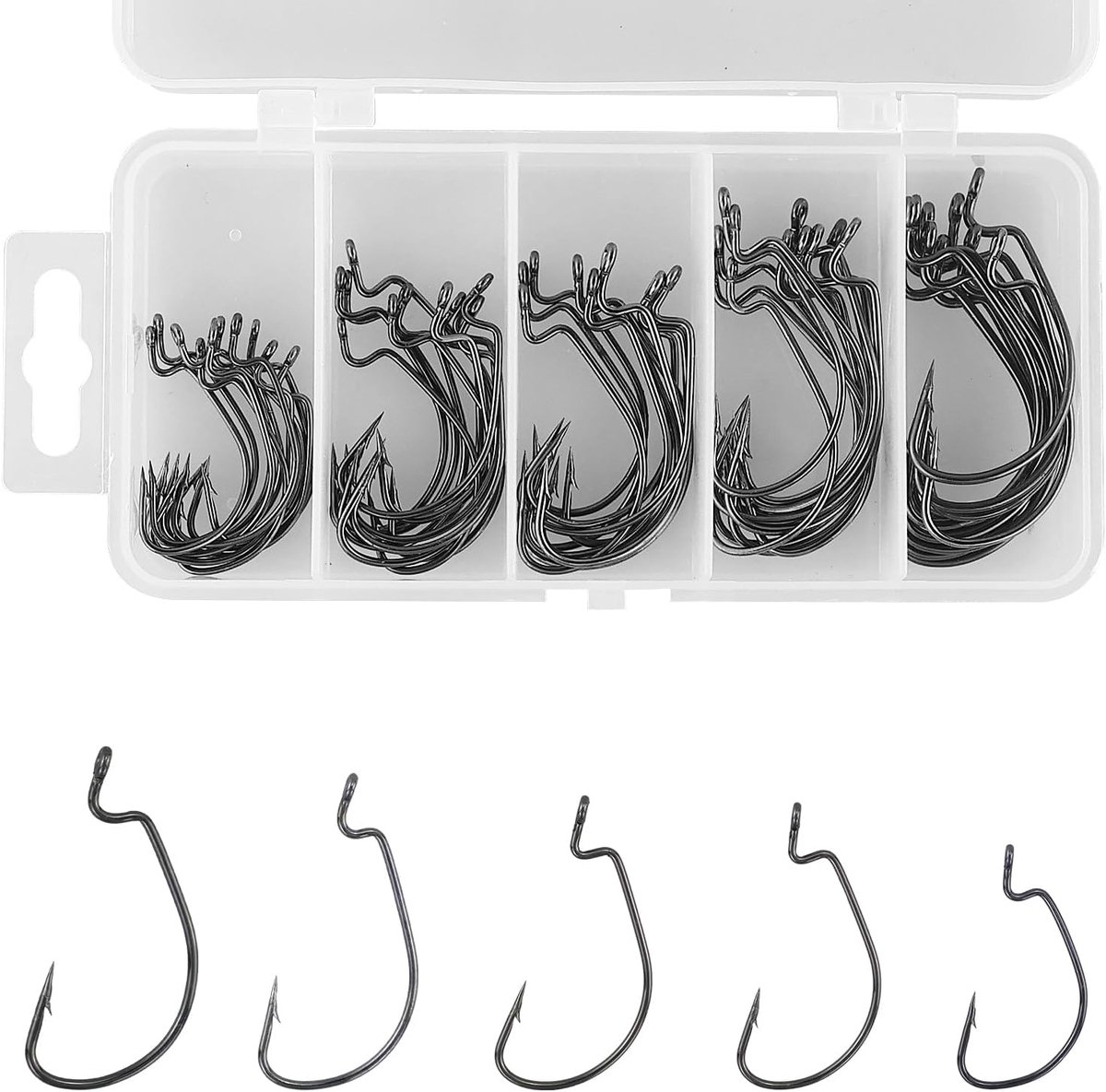 Haken, offset Worm Jig haken, vissen, premium offset haken, dropshot haken, zout water, visaccessoires (5 maten)
