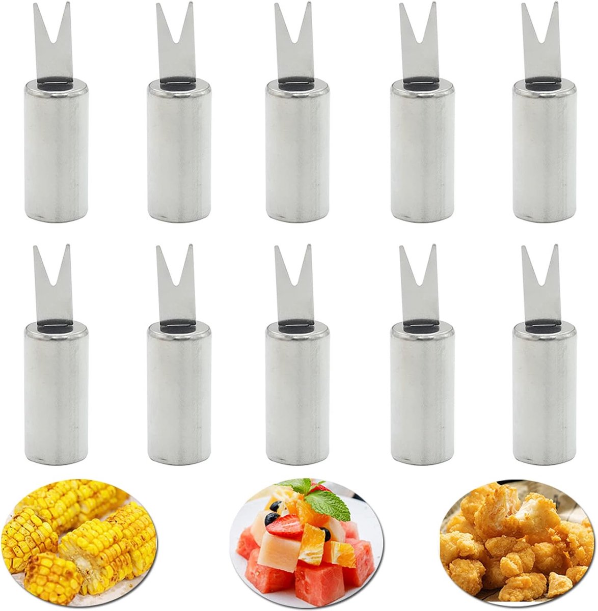 8 stuks roestvrij staal maïskolfspiesen YUTOU maïskolven naald graanhouder maïskolfhouders pelaardappelvorken maïsvorken grillaccessoires maïskolfvorken maïskolfvorken maïs spiesen shish kebabs food fruit forks