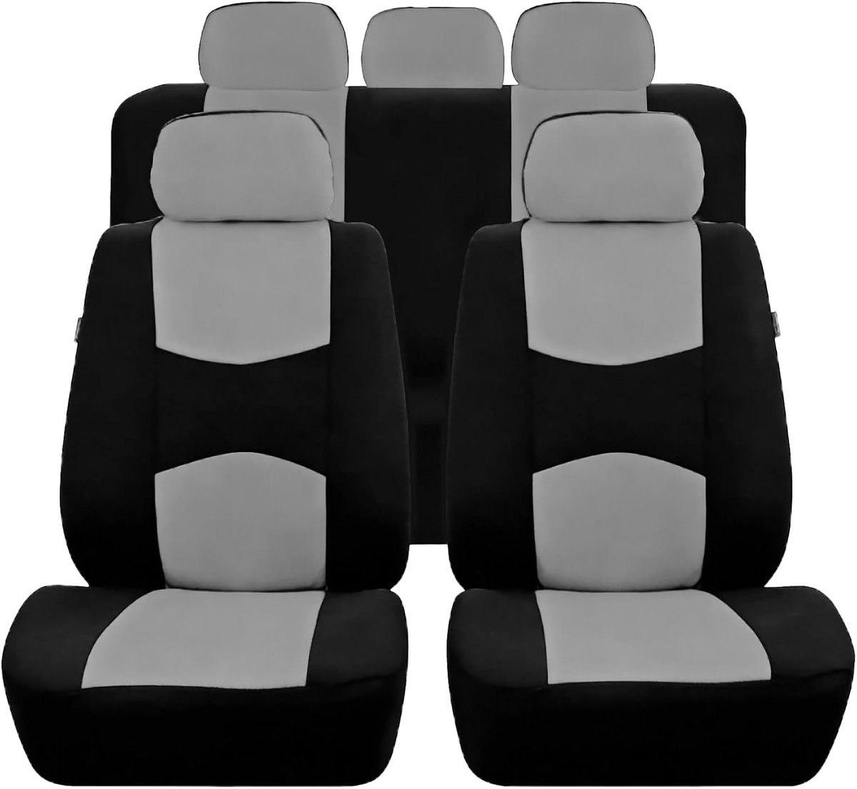 9-delige set, beschermhoezen, complete set, polyester, ademend, voorstoelen, achterstoelen, autohoezen, wasbare autostoelhoezen, auto-interieurhoezen, grijs