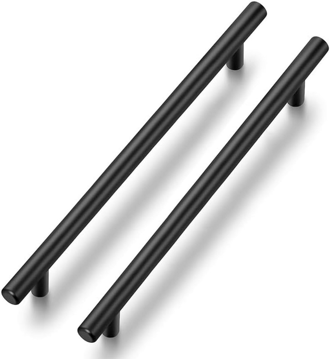 10 stuks zwarte meubelgrepen T-bar handgrepen voor keukenkasten 192 mm | Roestvrij staal, rechte stanggreep, voor keukenkasten, laden, commodes, deuren, eenvoudige meubelverbetering